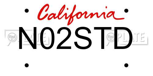 N02STD California License Plate