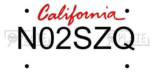 N02SZQ California License Plate