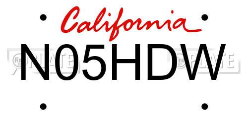 N05HDW California License Plate