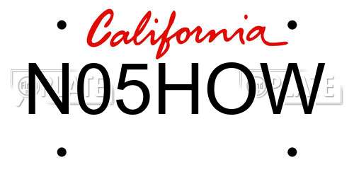 N05HOW California License Plate