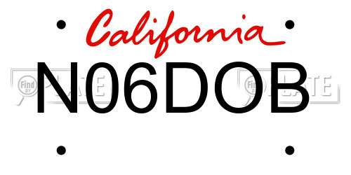 N06DOB California License Plate