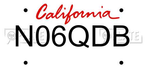 N06QDB California License Plate