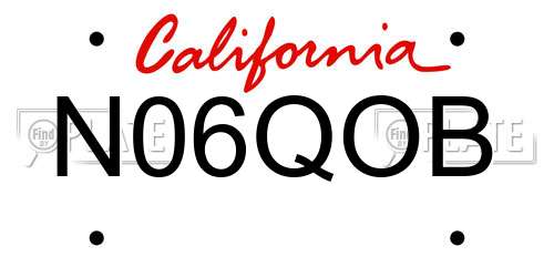 N06QOB California License Plate