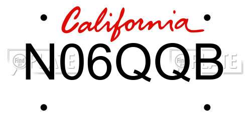 N06QQB California License Plate
