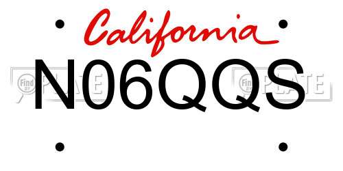 N06QQS California License Plate