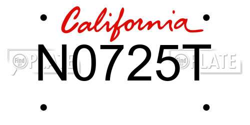 N0725T California License Plate