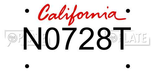 N0728T California License Plate