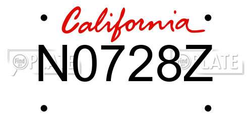 N0728Z California License Plate