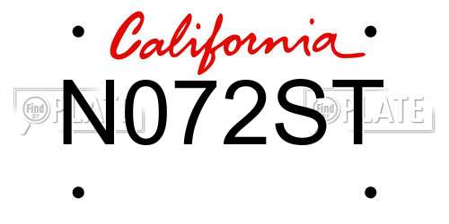 N072ST California License Plate