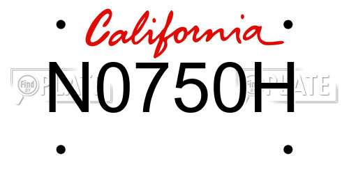 N0750H California License Plate