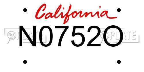 N0752O California License Plate