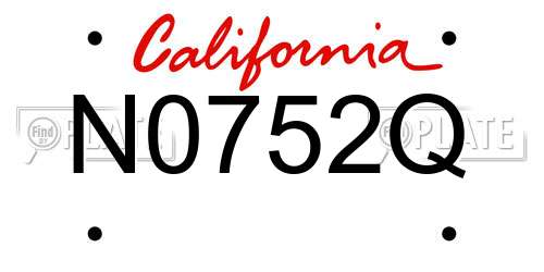 N0752Q California License Plate