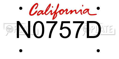 N0757D California License Plate