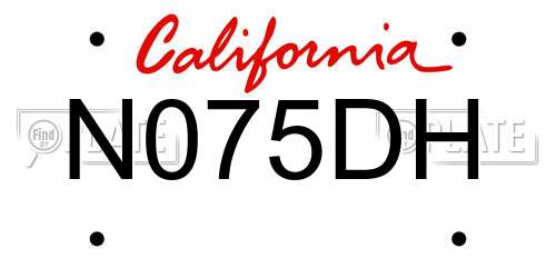 N075DH California License Plate