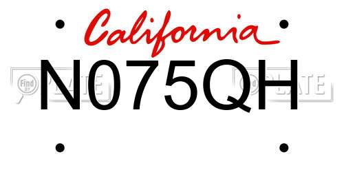 N075QH California License Plate