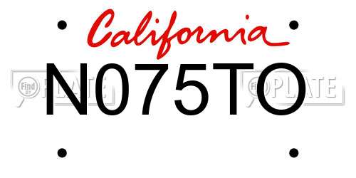 N075TO California License Plate
