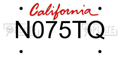 N075TQ California License Plate