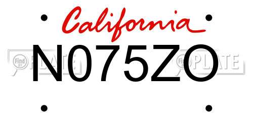 N075ZO California License Plate