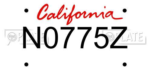 N0775Z California License Plate