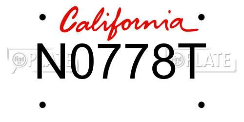 N0778T California License Plate