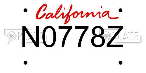 N0778Z California License Plate