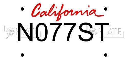 N077ST California License Plate