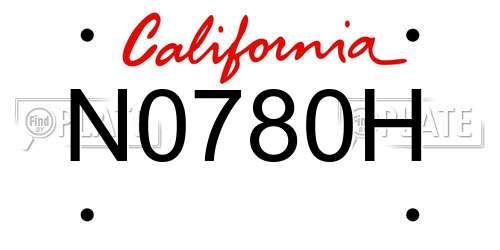 N0780H California License Plate