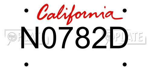 N0782D California License Plate