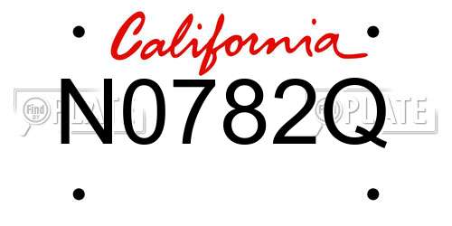 N0782Q California License Plate