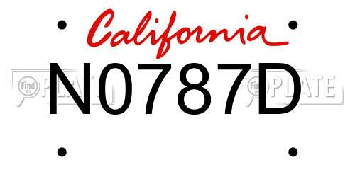 N0787D California License Plate