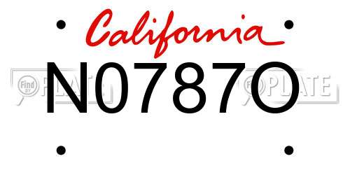 N0787O California License Plate