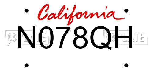 N078QH California License Plate
