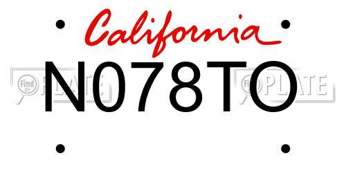 N078TO California License Plate
