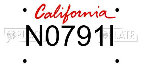 N0791I California License Plate