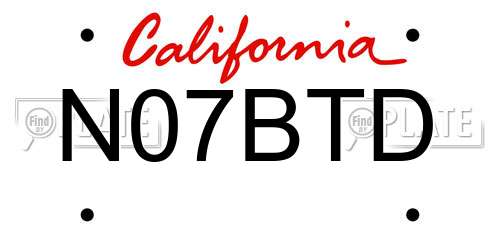 N07BTD California License Plate