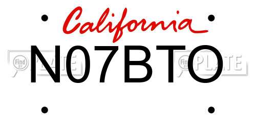 N07BTO California License Plate