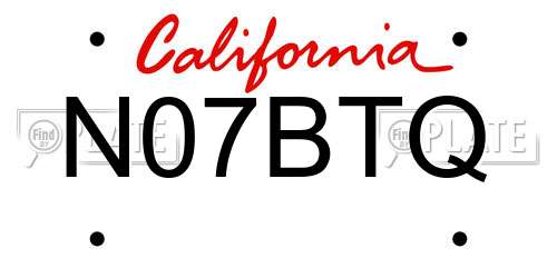 N07BTQ California License Plate