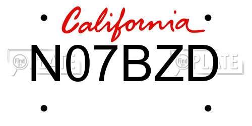 N07BZD California License Plate