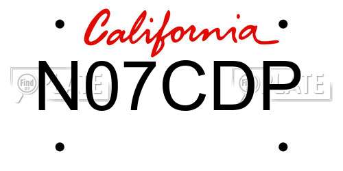 N07CDP California License Plate