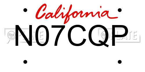 N07CQP California License Plate