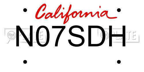 N07SDH California License Plate
