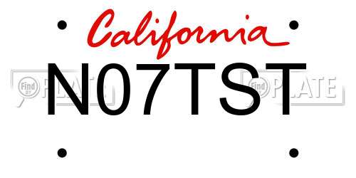 N07TST California License Plate
