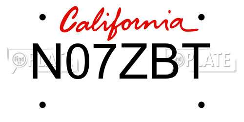 N07ZBT California License Plate