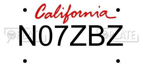 N07ZBZ California License Plate
