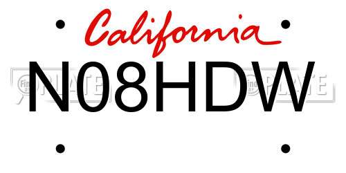 N08HDW California License Plate