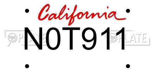 N0T911 California License Plate