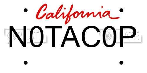 N0TAC0P California License Plate
