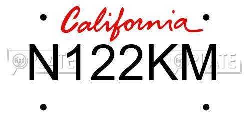 N122KM California License Plate