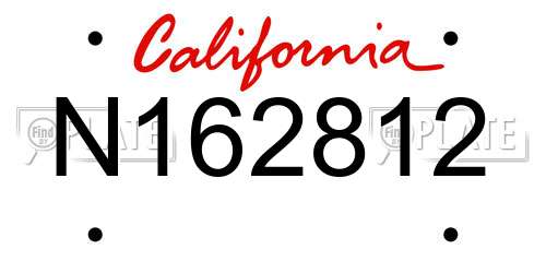 N162812 California License Plate