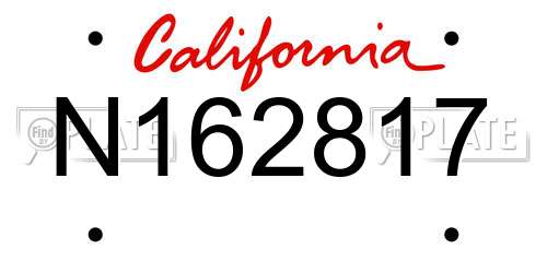 N162817 California License Plate